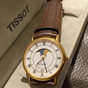Vintage 90s Tissot Moonphase Watch with leather band